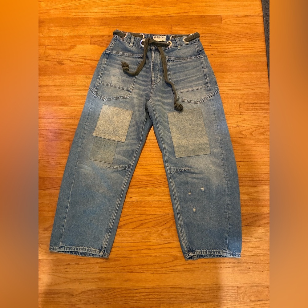 We The Free Moxie Pull-On BARREL Jeans - size 28 color Truest Blue